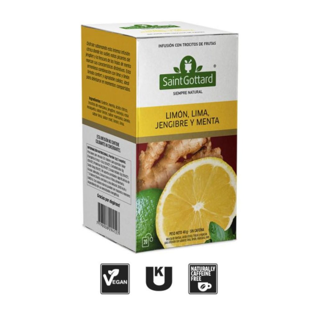 INF. LIMON, LIMA, JENGIBRE Y MENTA x20 saq. (SAINT GOTTARD)