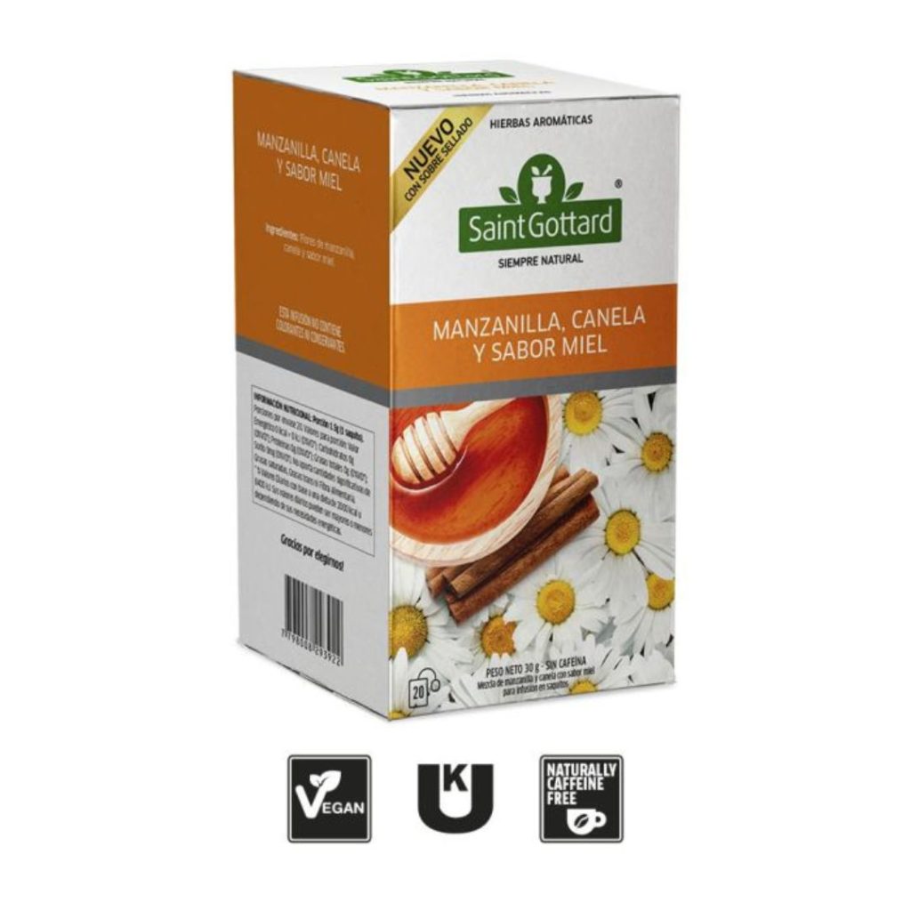 TE MANZANILLA, CANELA y MIEL x20 saq. (SAINT GOTTARD)