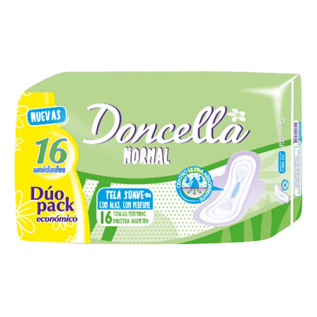 TOALLA NORMAL C/ALAS C/PERF. (21622) x16un. (DONCELLA)