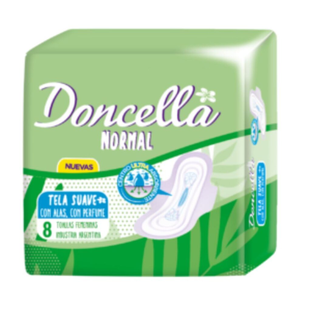 TOALLA NORMAL C/ALAS C/PERF. (21614) x8un. (DONCELLA)