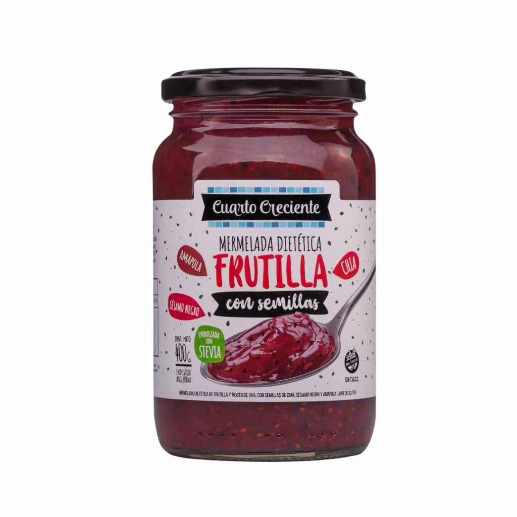 MERM. C/SEMILLAS DE FRUTILLA C/STEVIA x400gr. (CUARTO CRECIENTE)