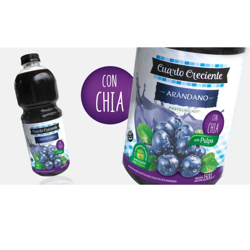 JUGO DE ARANDANO C/CHIA Y STEVIA x1500cc. (CUARTO CRECIENTE)