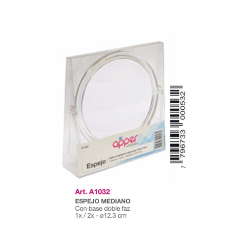 ESPEJO C/BASE DOBLE FAZ MED. 1X - 2X A-1032 (APPER)