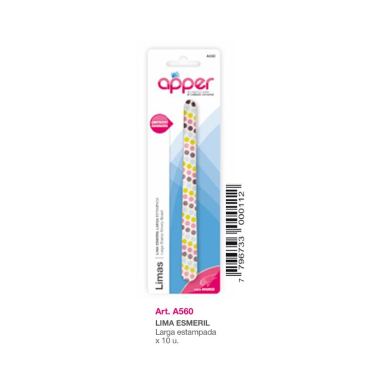 LIMA DE UÑAS ESMERILADA LARGA x10 un. A-560 (APPER)