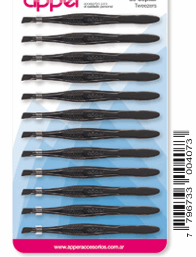 PINZA DE DEPILAR NEGRA x 12unid. A-407 (APPER)