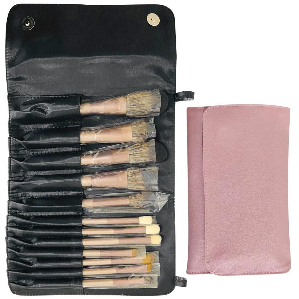 SET DE PINCELES FUNDA ROSA x 12 PIEZAS P-6850 (JESSAMY)