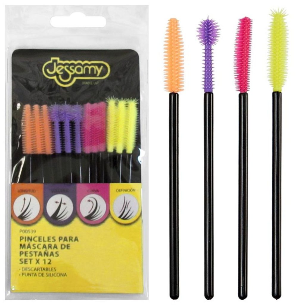 PINCEL SILICONA P/MASCARA PESTA SET x 12 P-539 (JESSAMY)
