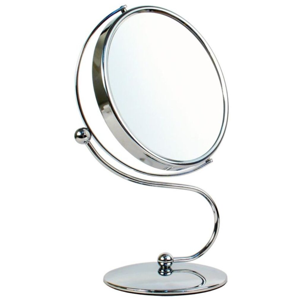 ESPEJO E-1797 DE METAL C/PIE MOVIBLE 17cm 5X (JESSAMY)
