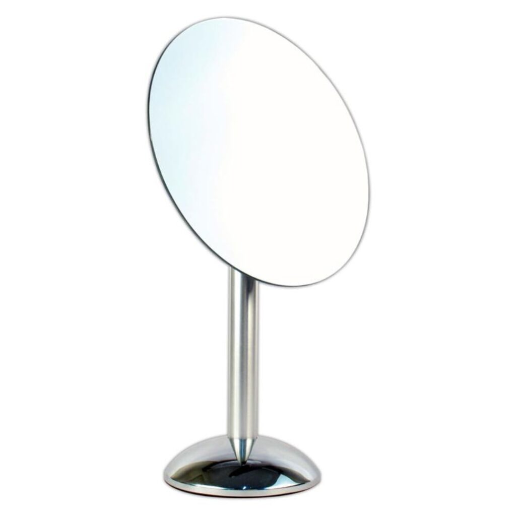 ESPEJO E-2481 DE METAL C/PIE 1 FAZ 24cm 5X (JESSAMY)
