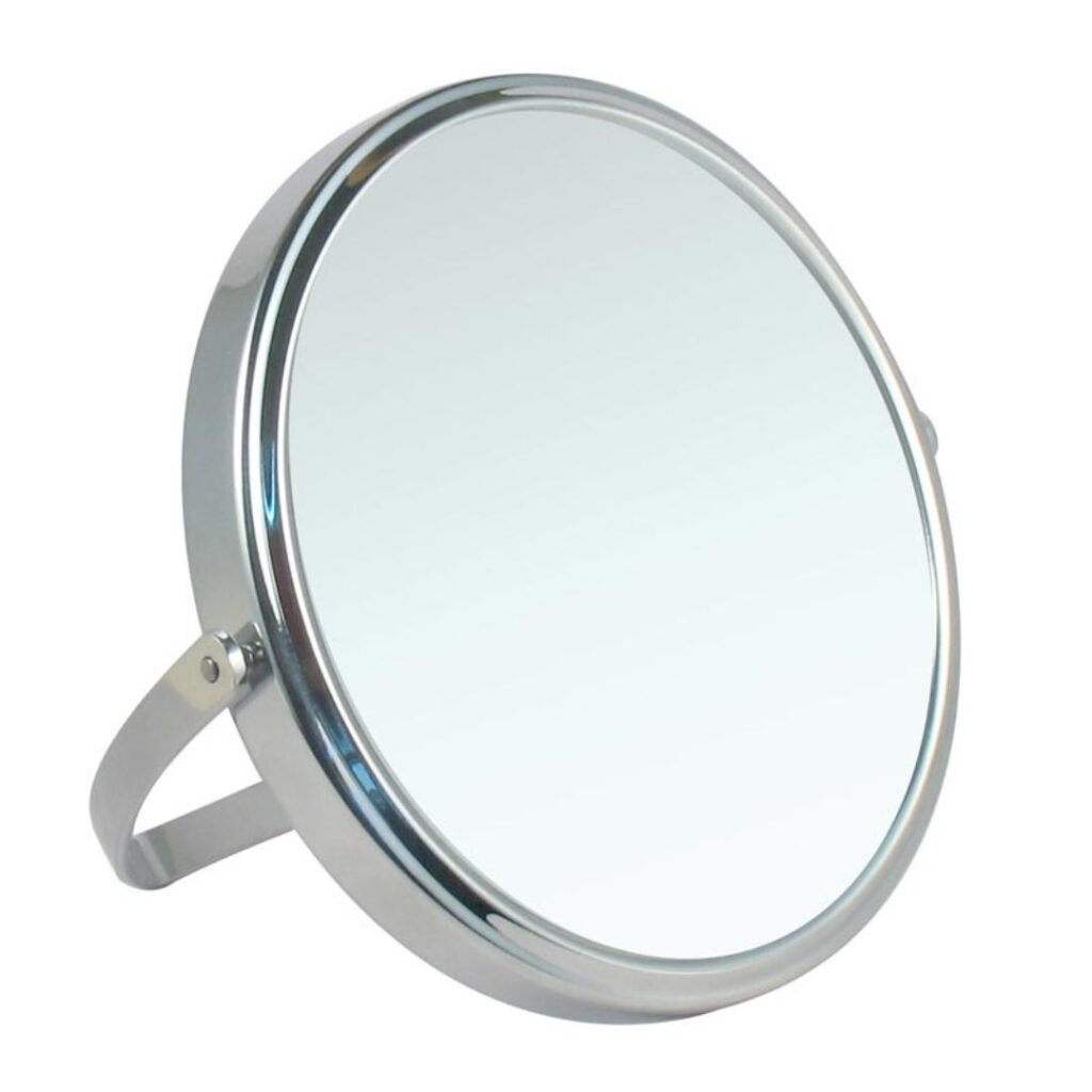 ESPEJO E-1590 DE METAL CON APOYO 17,5cm 7X (JESSAMY)