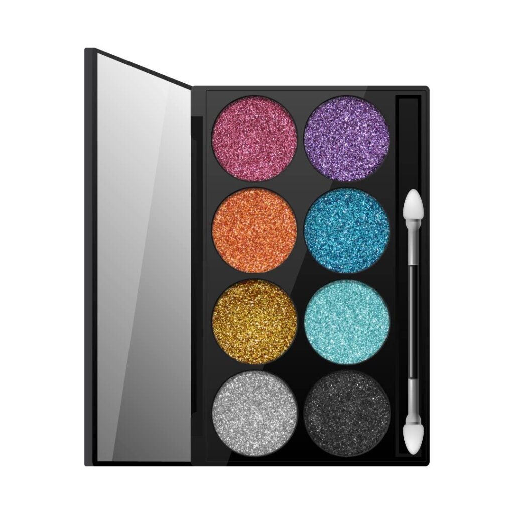 PALETA DE SOMBRAS GLITTER COMPACT C/ESPEJO x8 colores Z-487 (XULU)