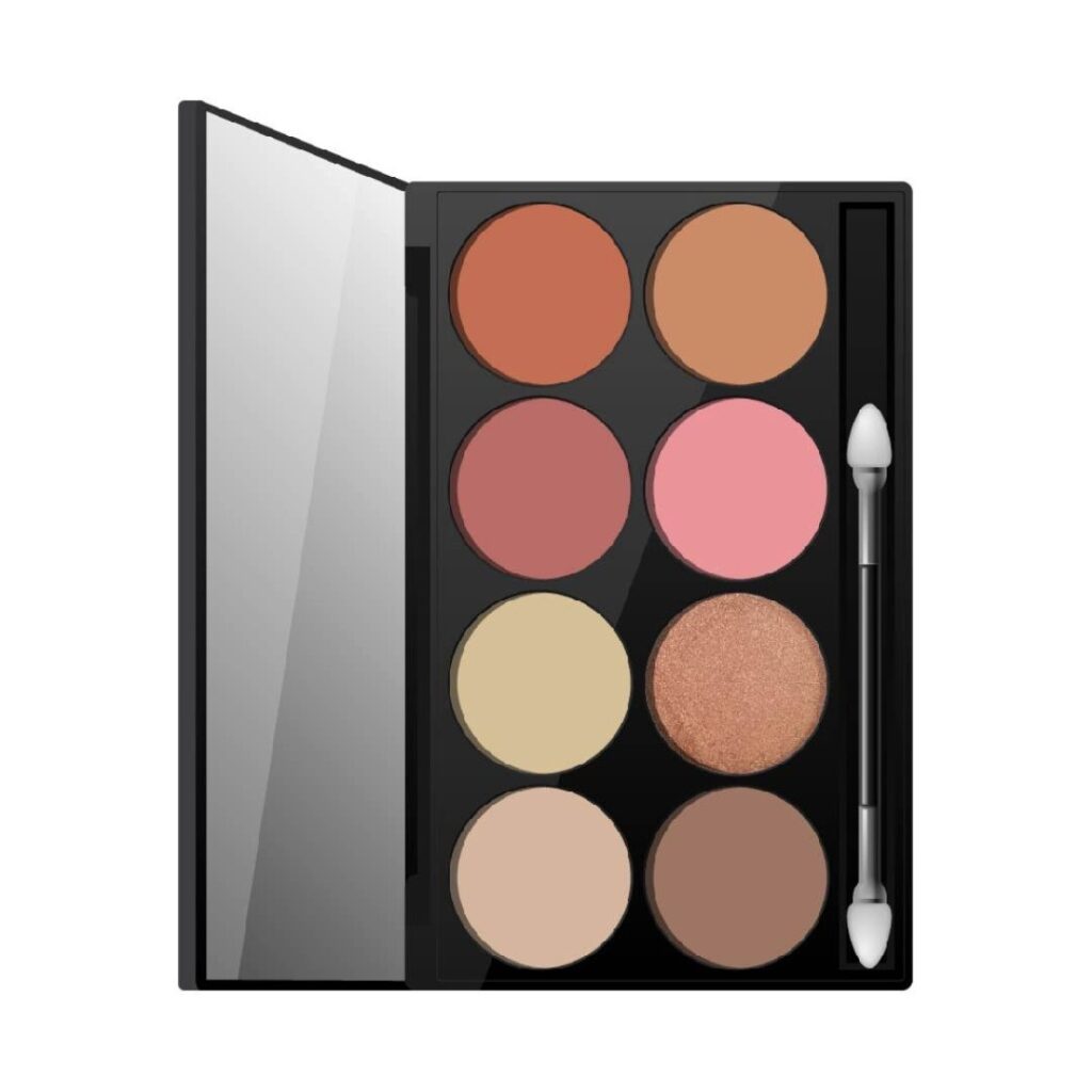 PALETA DE ILUMINADORES Y RUBORES C/ESPEJO x8 colores Z-488 (XULU)