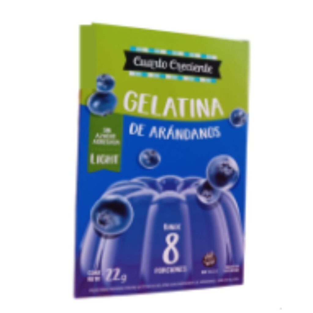 GELATINA LIGHT S/AZUCAR ARANDANO 15 Sobres x22gr. (CUARTO CRECIENTE)