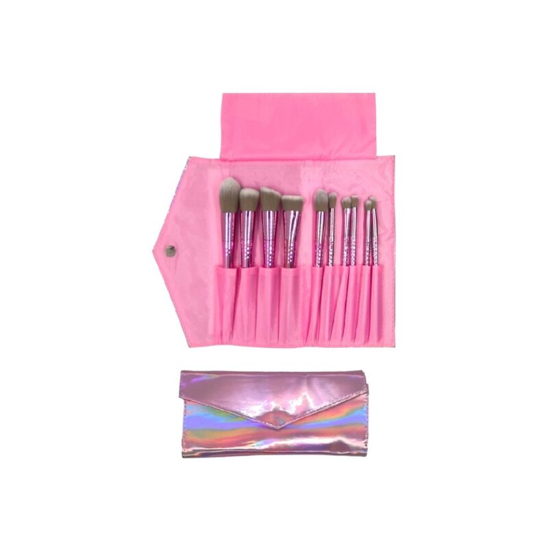 SET DE PINCELES FUNDA HOLOGRAMA x 10 PIEZAS P-9850 (JESSAMY)