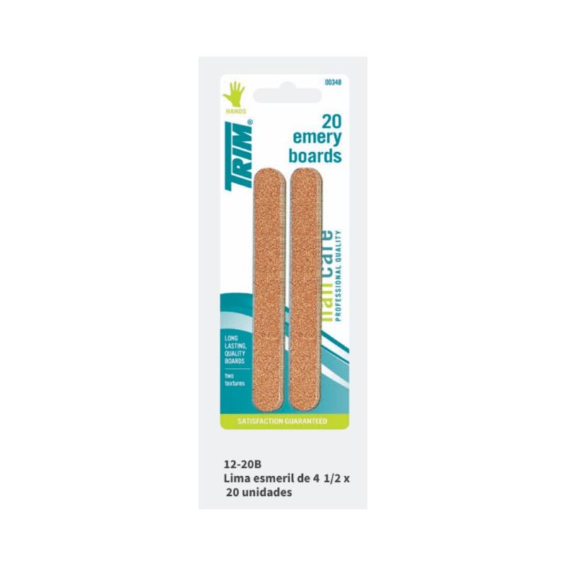 LIMA DE UÑAS ESMERIL CORTAS x20 unid. EN BLISTER 12-20B (TRIM)