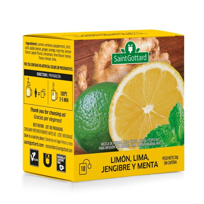 INF. LIMON, LIMA, JENGIBRE Y MENTA x 10saq. (SAINT GOTTARD)