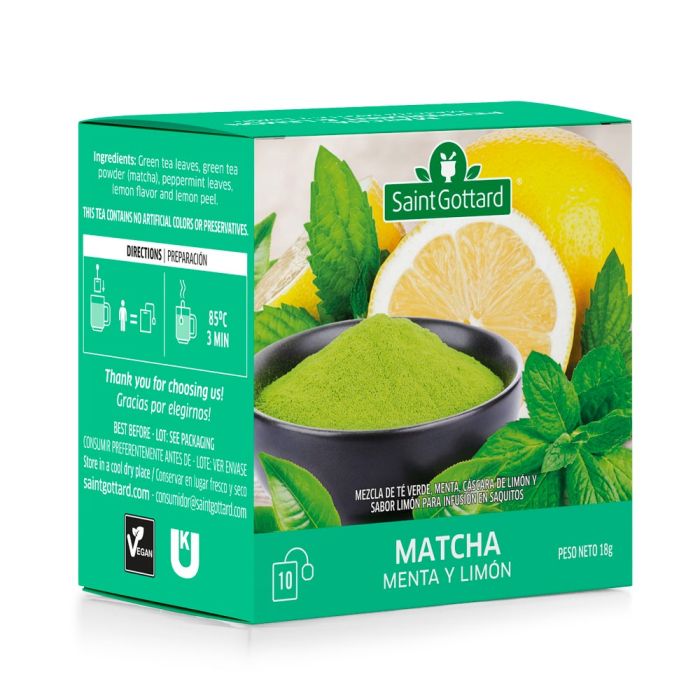 TE MATCHA, MENTA Y LIMON x 10saq. (SAINT GOTTARD)