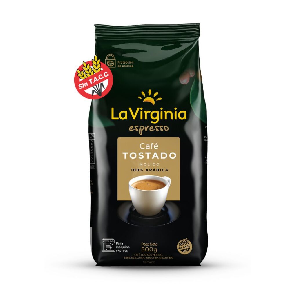 CAFÉ TOSTADO ESPRESSO MOLIDO x500 GR. S/TACC (LA VIRGINIA)