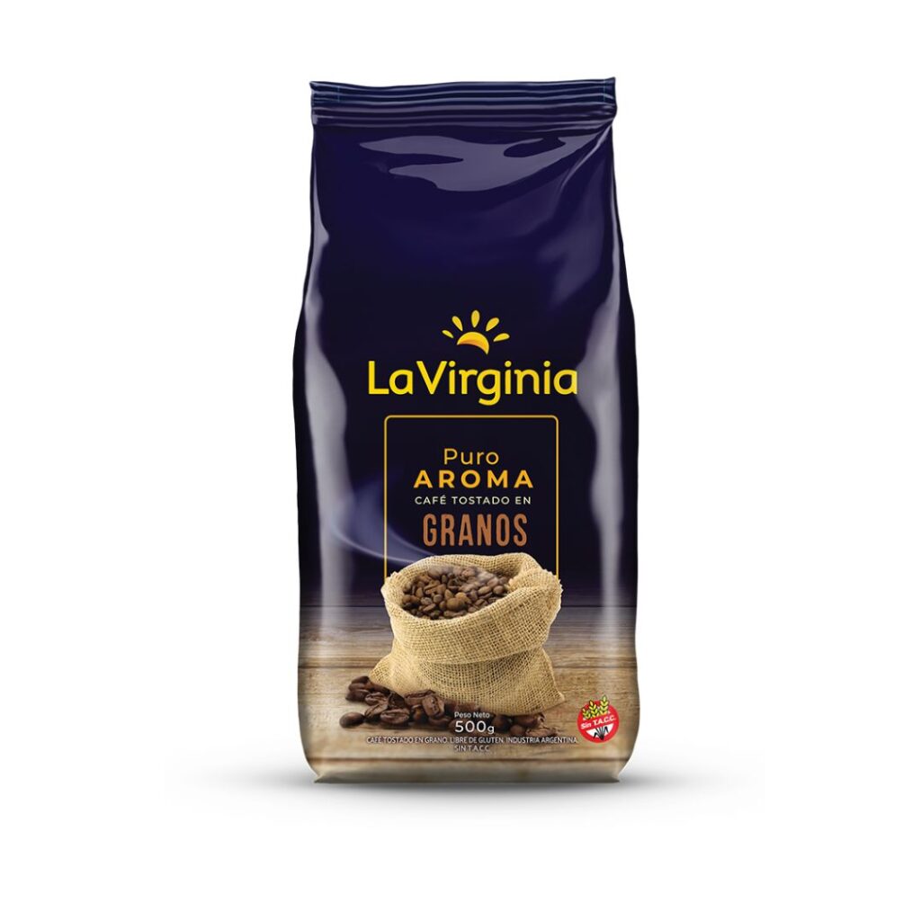 CAFÉ TOSTADO GRANO PURO AROMA x500 GR. S/TACC (LA VIRGINIA)