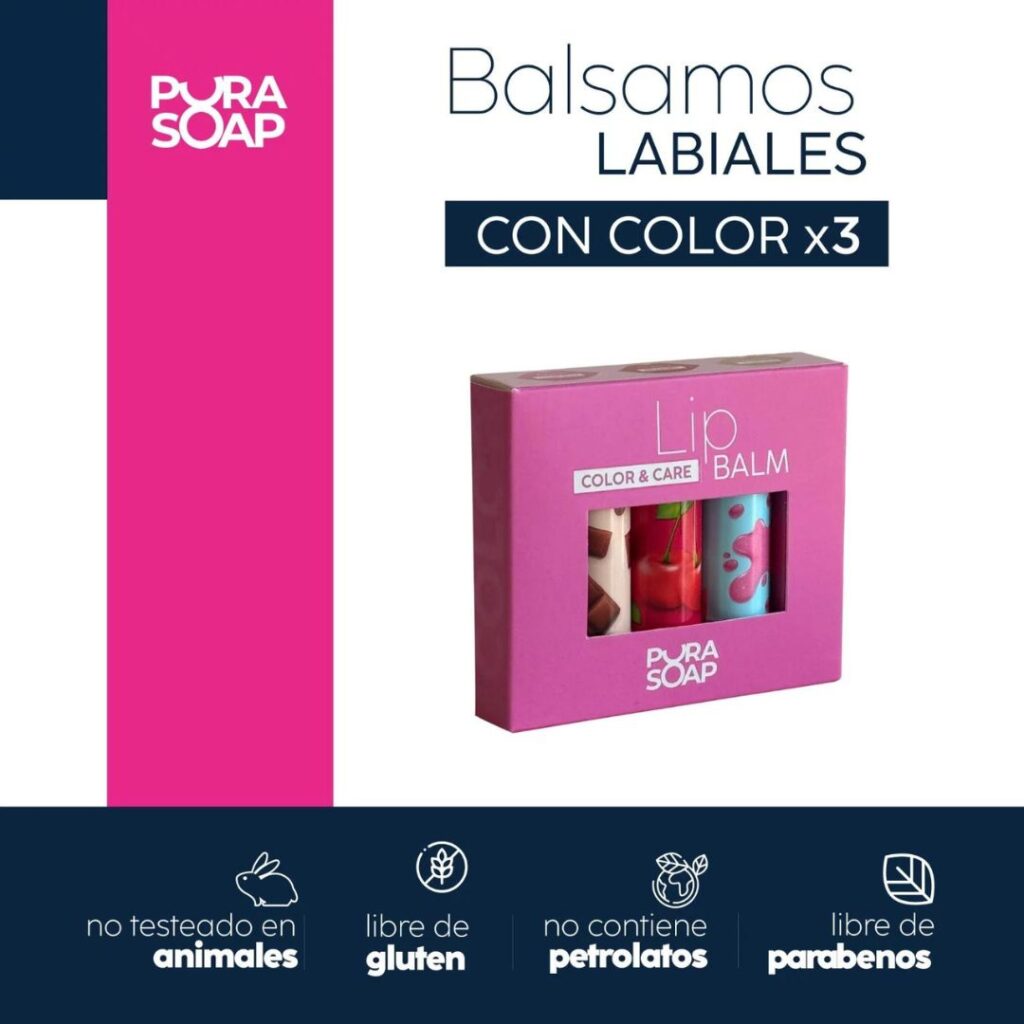 TRIO CAJA GLOW BALSAMO C/ COLOR x12 gr. (PURA SOAP)