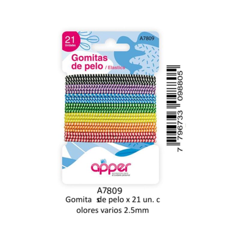 GOMITAS A-7809 CABELLO 21und COLORES VARIOS (APPER)