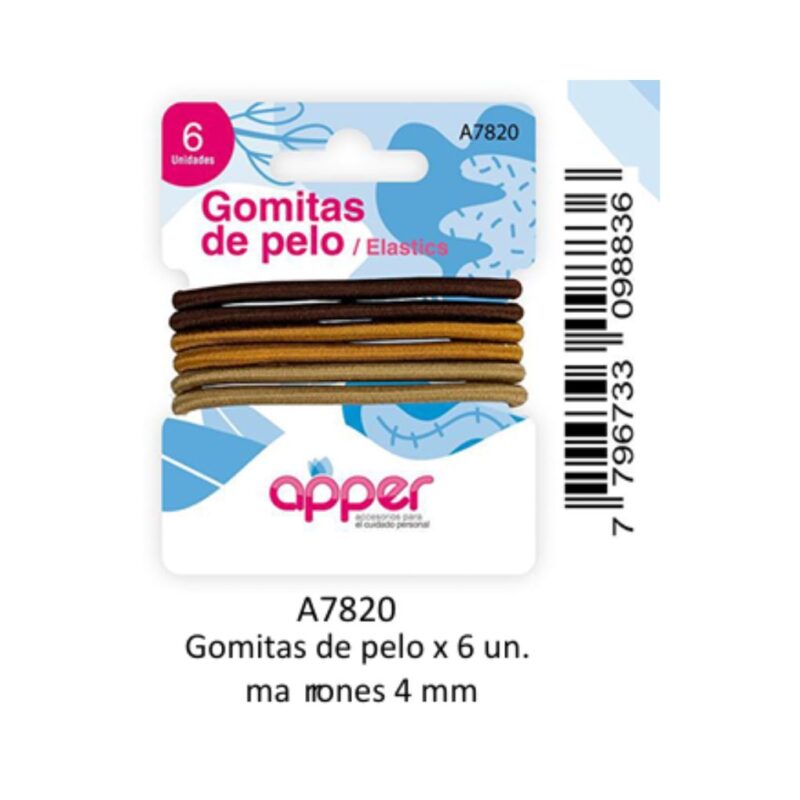 GOMITAS A-7820 CABELLO 6und MARRONES 4mm (APPER)