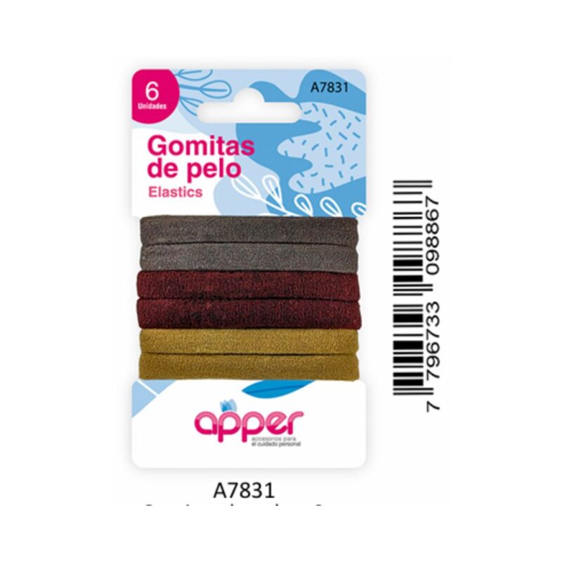 GOMITAS A-7831 CABELLO 6und COLORES VARIOS 8mm (APPER)