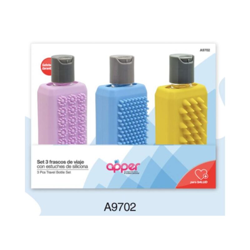 SET FRASCOS DE VIAJE x 3un. C/FUNDA A-9702 (APPER)